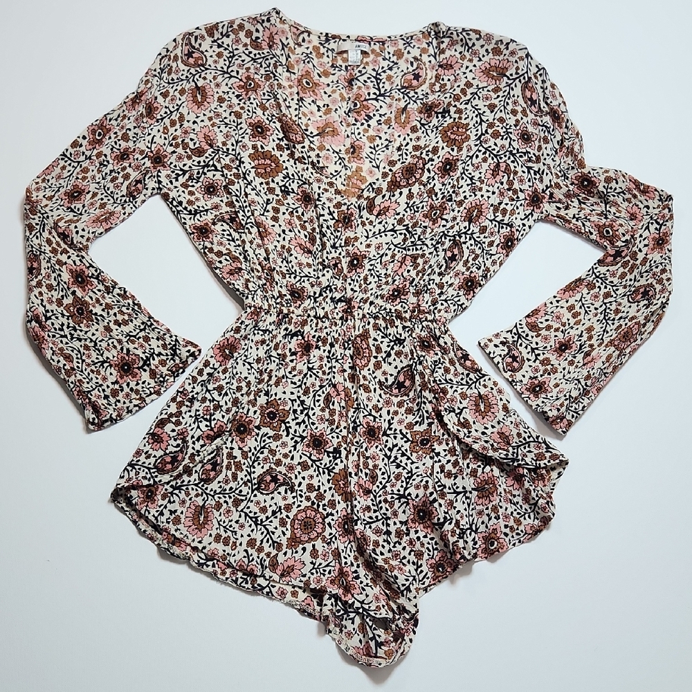 Amuse Society Boho Floral Long Sleeve Romper Size M